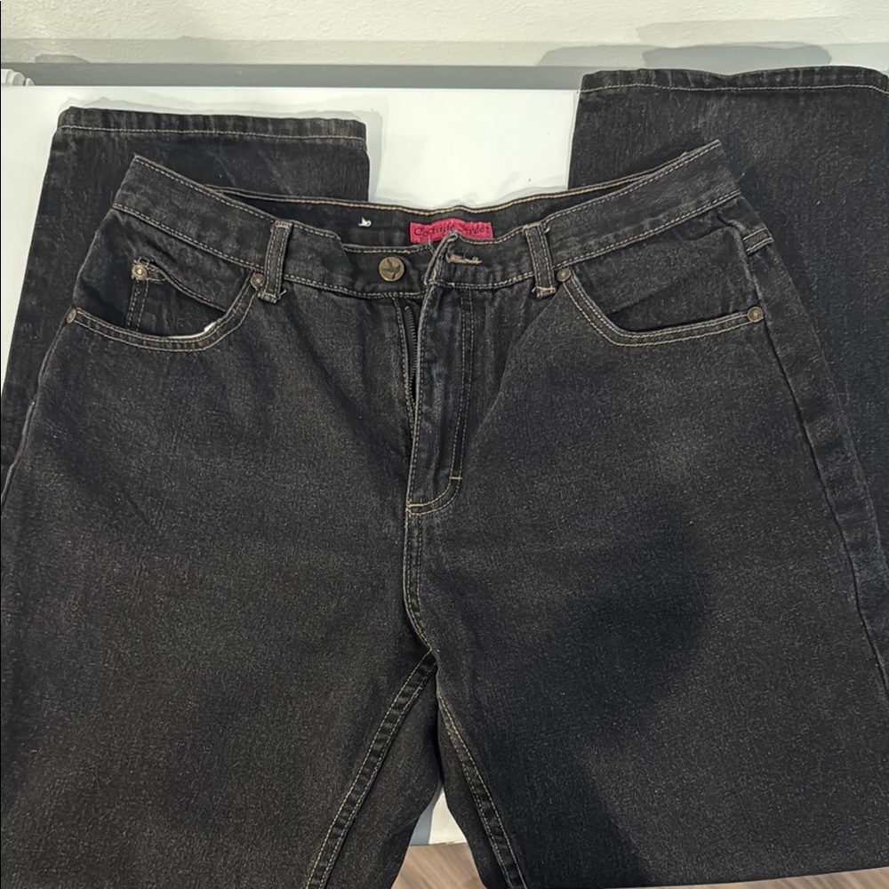 Classic Black Straight Leg Jeans with Washed Look